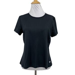 Under Armour Shirt Womens M Medium Black Fitted Vanish Disrupt Mesh Crew Crop